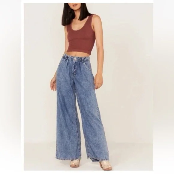 Free People Super Sweeper Wide Leg Jeans - Picture 1 of 9